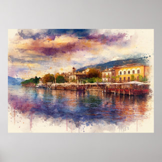 Poster Lake Garda (Lago di Garda) - Watercolor Splash