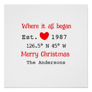 Poster Lake house et. Date année coordonnées personnalisé