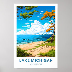 Poster Lake Michigan United States Travel Print