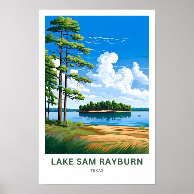 Poster Lake Sam Rayburn Texas Travel Print (Devant)
