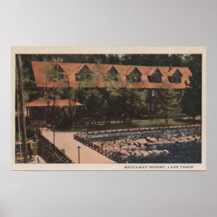 Poster Lake Tahoe, CA - Vue sur Brockway Resort Lodge