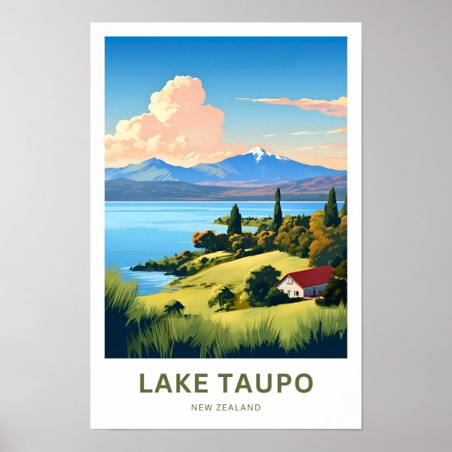 Poster Lake Taupo Nouvelle-Zélande Imprimer (Devant)