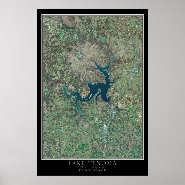 Poster Lake Texoma Texas - Oklahoma Carte de l'affiche sa (Devant)