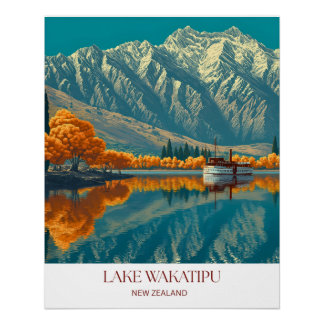Poster Lake Wakatipu Print | New Zealand Wall Art