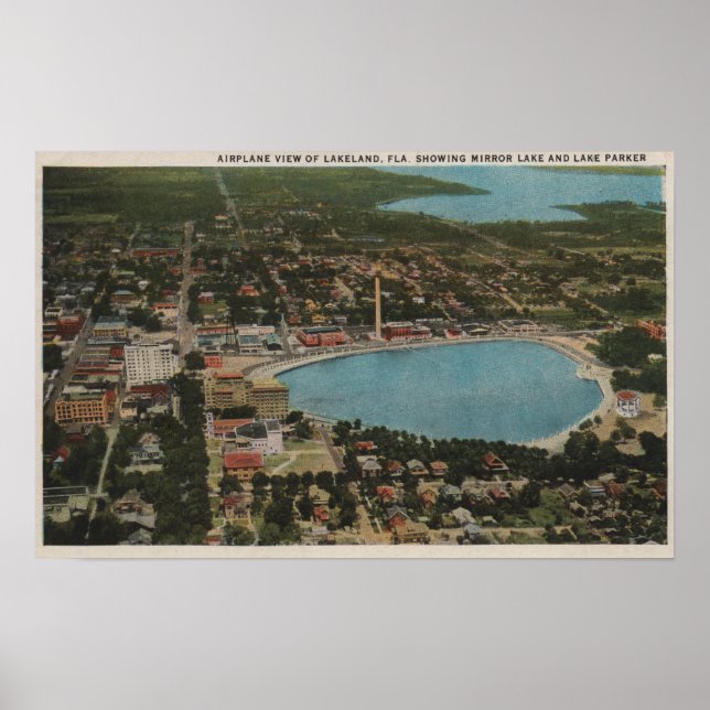 Poster Lakeland, Floride - Vue aérienne de la ville (Devant)