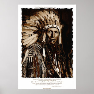 Poster Lakota Chieftain Art & Poème amérindien