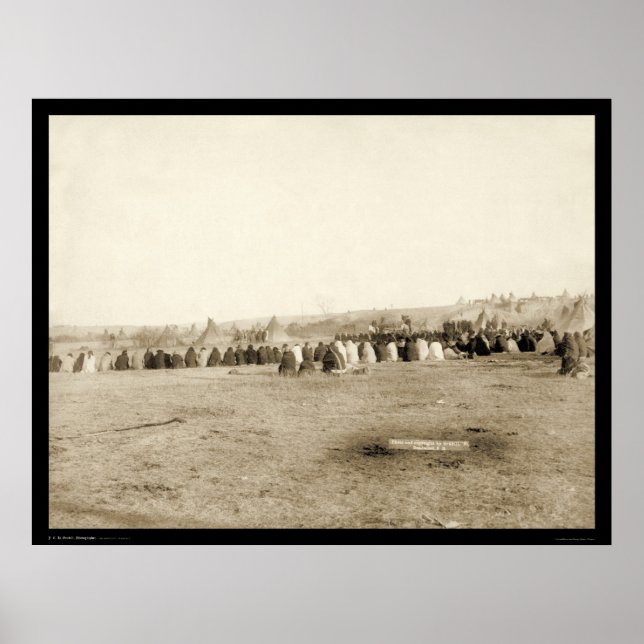 Poster Lakota Indian Council at Pine Ridge SD 1891 (Devant)