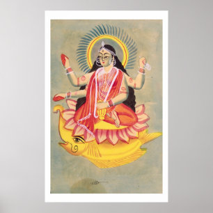 Poster Laksmi se reposant sur un trône de lotus part,