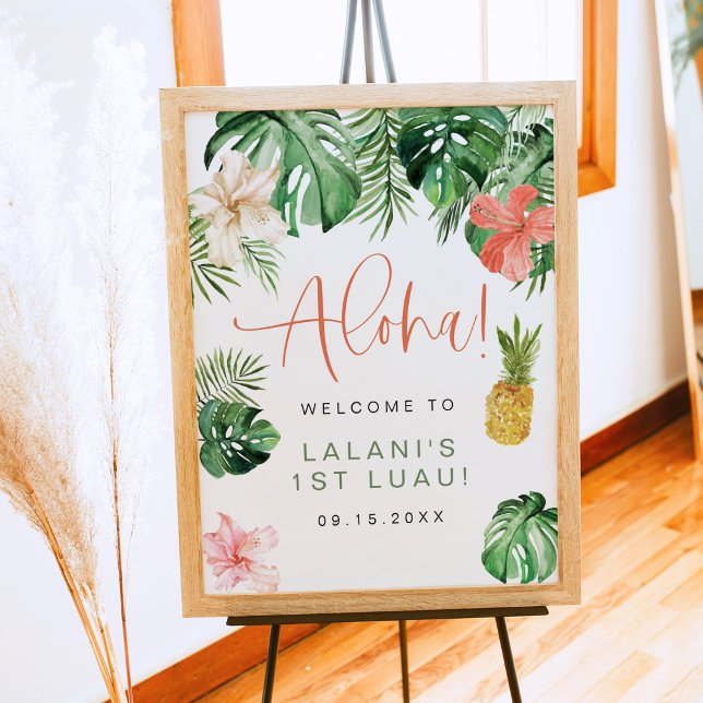 Poster LALANI Tropical Pink Hibiscus Luau 1er anniversair (Créateur téléchargé)