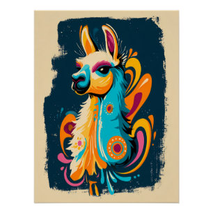 Poster Lama coloré - Illustration fantaisiste