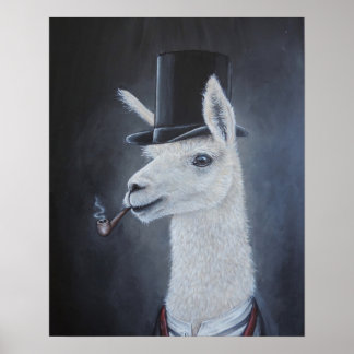 Poster Lama dapper classique dans chapeau supérieur avec 