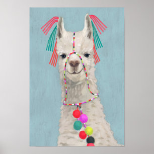Poster Lama orné - blanc