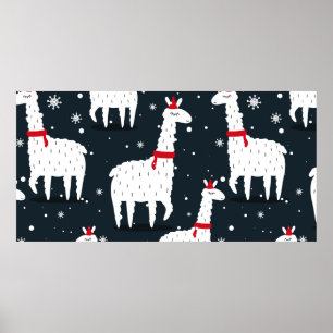 Poster Lamas, fond dessiné à la main. Motif transparent c