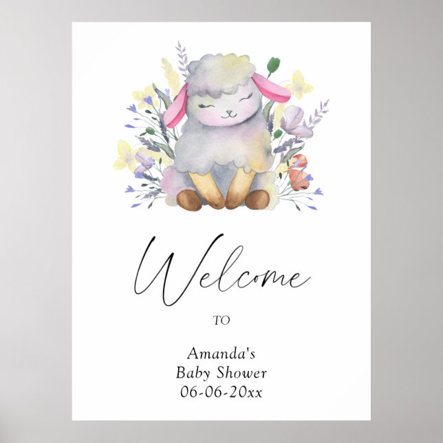 Poster Lamb - baby shower de bienvenue (Devant)