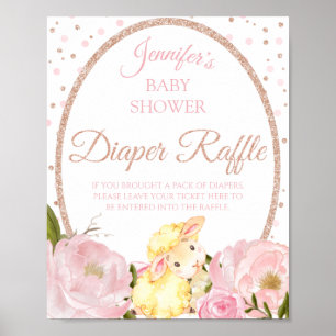 Poster Lamb Peine rose et Baby shower Rose Refus de couch
