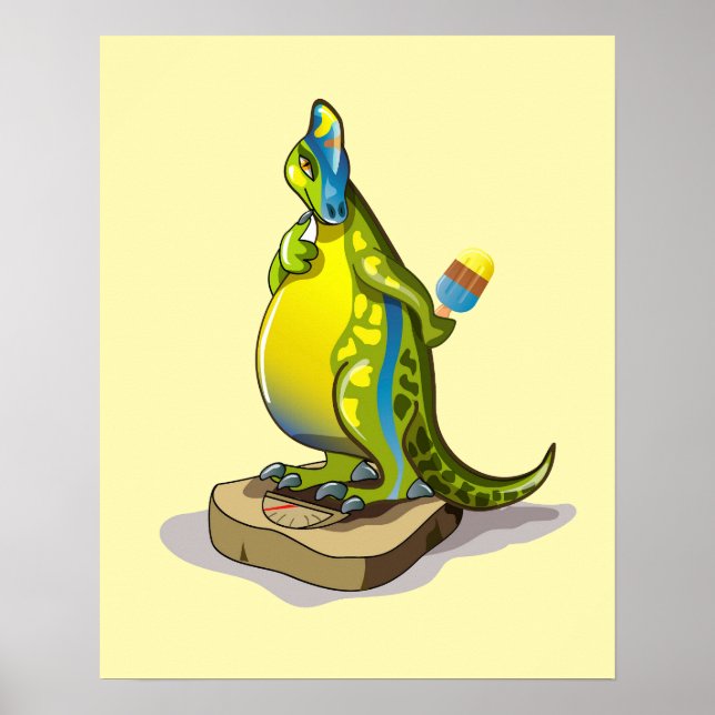 Poster Lambeosaurus Se Possédant Sur Une Échelle De Poids (Devant)