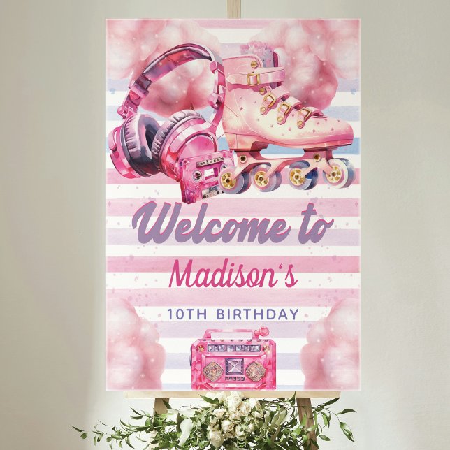 Poster Lame à rouleaux couleur rose personnalisée Anniver (Créateur téléchargé)