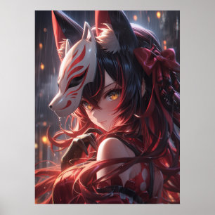 Poster Lame de Kitsune   Japonais Fox Samurai