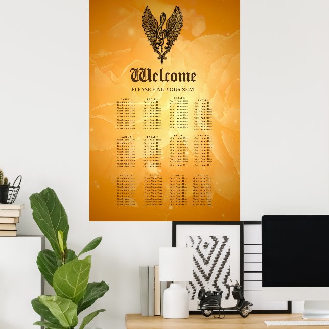 Poster L'âme de la mélodie, une clef dorée aux ailes. (Bureau à domicile)