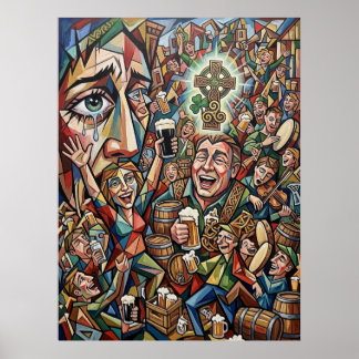 Poster L'Âme de l'Irlande : Pub Cubiste et Art de la Croi