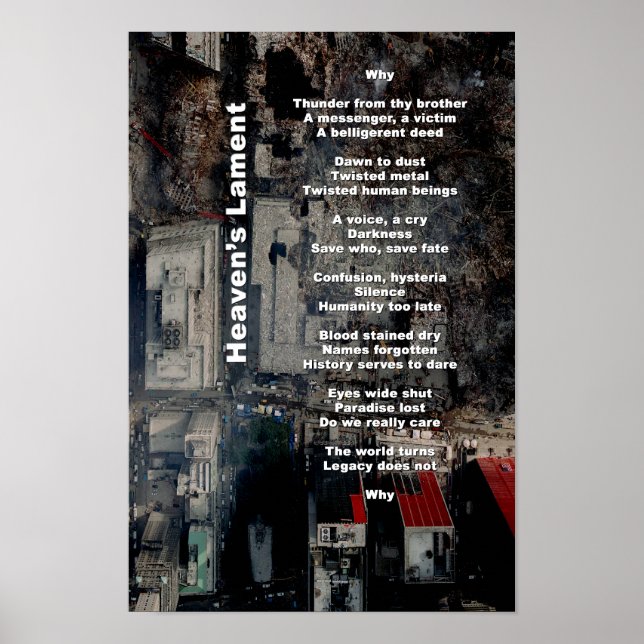 Poster Lament du ciel (9/11 Memorial Poetic Print) (Devant)