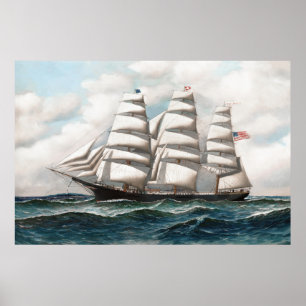 Poster L'Amérique jeune à la mer Clipper Ship
