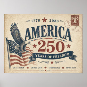 Poster L'Amérique vintage 250 ans de liberté
