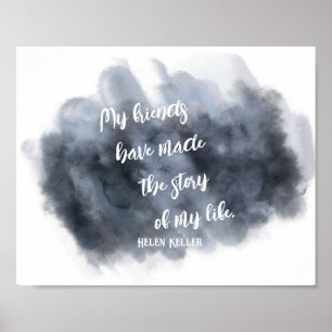 Poster L'amitié Helen Keller cite gris et blanc
