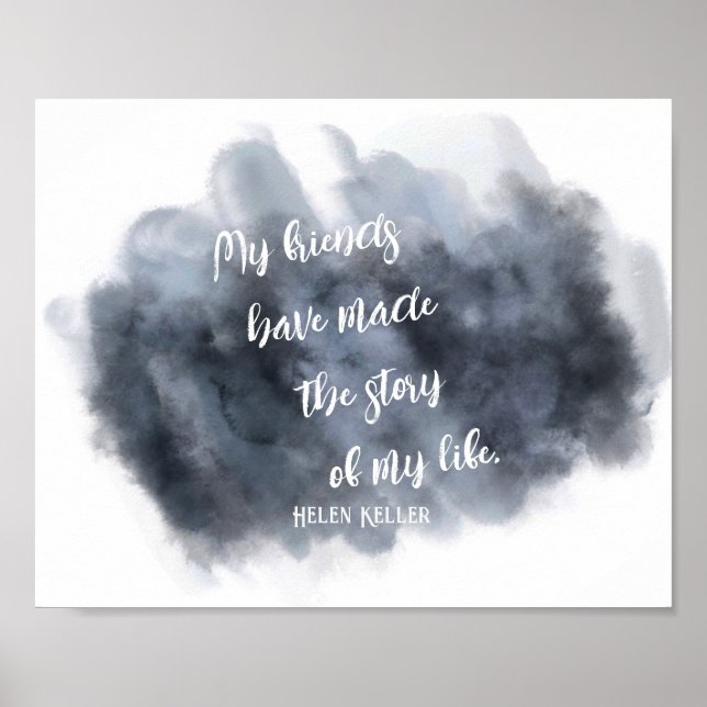 Poster L'amitié Helen Keller cite gris et blanc (Devant)