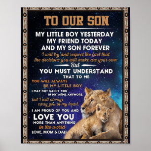 Poster L'Amour À Notre Fils, Je Suis Fière De Vous Et Je