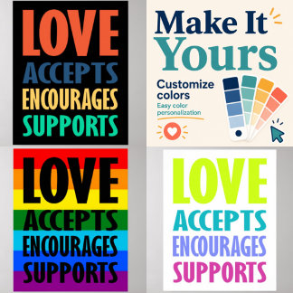 Poster L'amour accepte une typographie moderne audacieuse