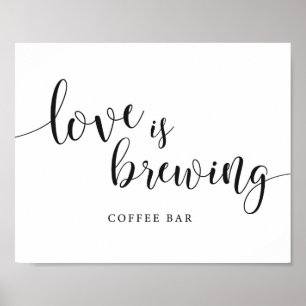 Poster L'amour brasse Rustique Mariage Coffee Bar Sign