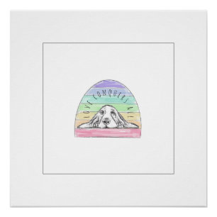 Poster l'amour conquiert tout chien arc-en-ciel basset ho