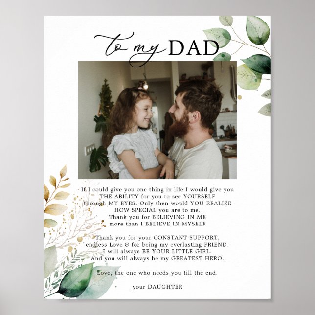 Poster L'amour de la fille pour papa dire une citation (Devant)