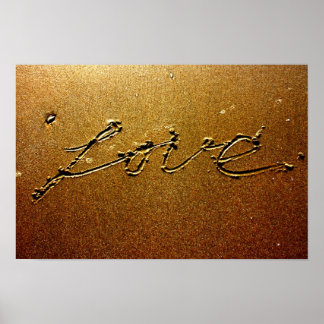 Poster L'amour écrit dans l'affiche du sable