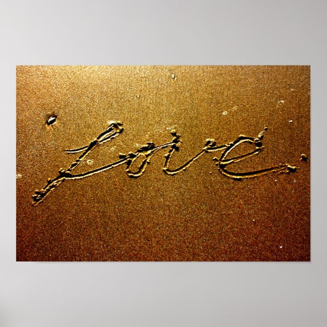 Poster L'amour écrit dans l'affiche du sable (Devant)