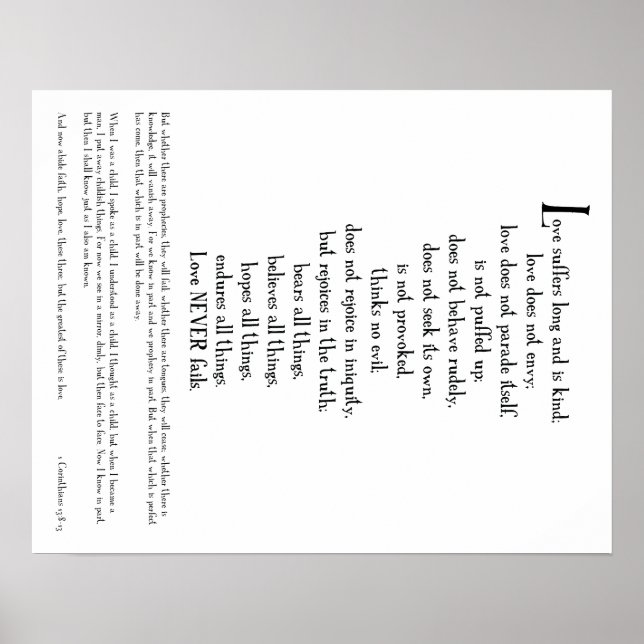 POSTER - L'AMOUR EST... 1 Corinthiens 13:1-3 (part (Devant)