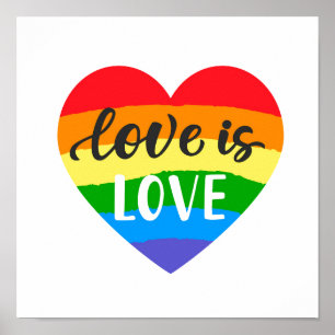 Poster L'amour est amour Coeur arc-en-ciel