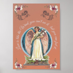 POSTER L'AMOUR EST COMME LE VENT INSPIRATION FLORALE ANGÉ