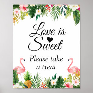 Poster L'amour est douce Aquarelle Tropicale Symbole Flor