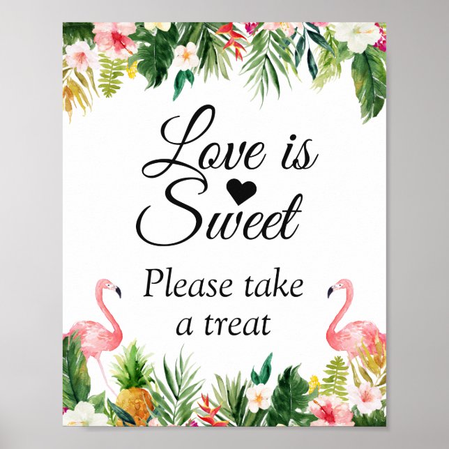 Poster L'amour est douce Aquarelle Tropicale Symbole Flor (Devant)