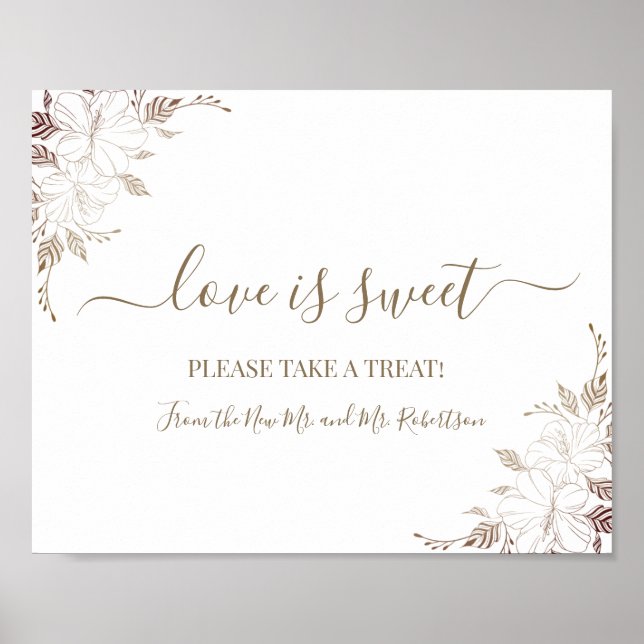 Poster L'amour est Douce Dessert Table Mariage Floral Sig (Devant)