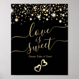 Poster L'amour est doux avec des points de Confetti d'or 
