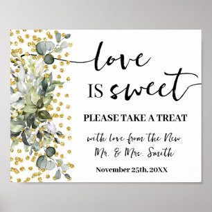 Poster L'amour est doux Dessert Table Mariage Eucalyptus