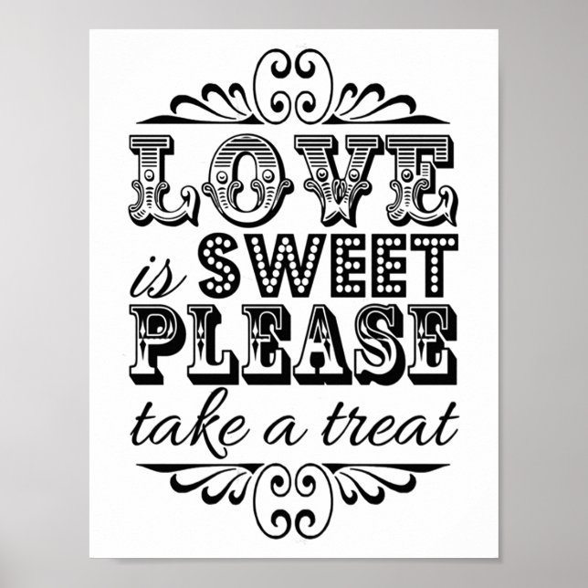 Poster L'amour est doux - Panneau Mariage noir & blanc (Devant)