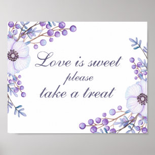 Poster L'amour est doux prendre plaisir. fleurs violettes