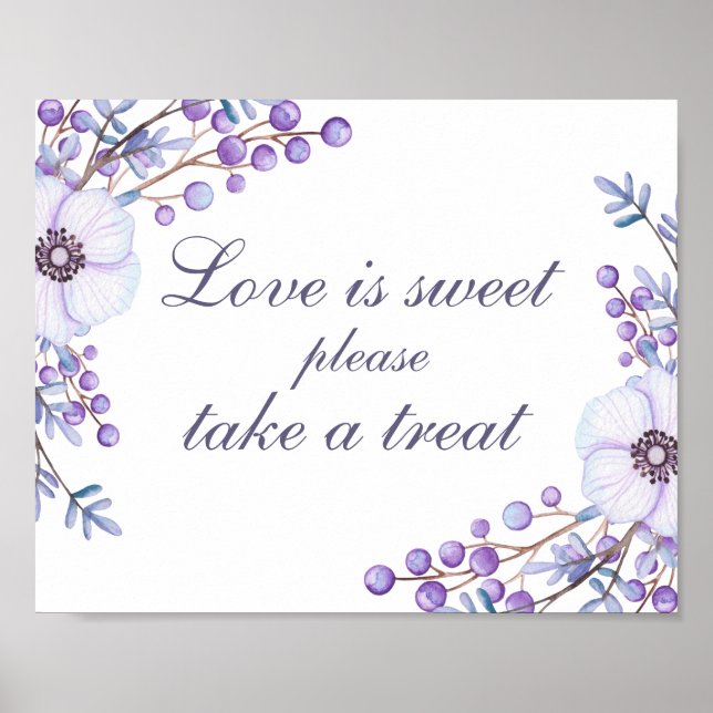 Poster L'amour est doux prendre plaisir. fleurs violettes (Devant)