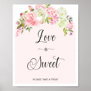 Poster L'amour est doux Prenez un traitement Signe rose e