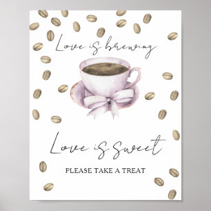 Poster l'amour est doux, prenez une friandise mariage caf
