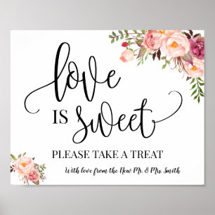 Poster L'amour est doux signe de table dessert mariage ro